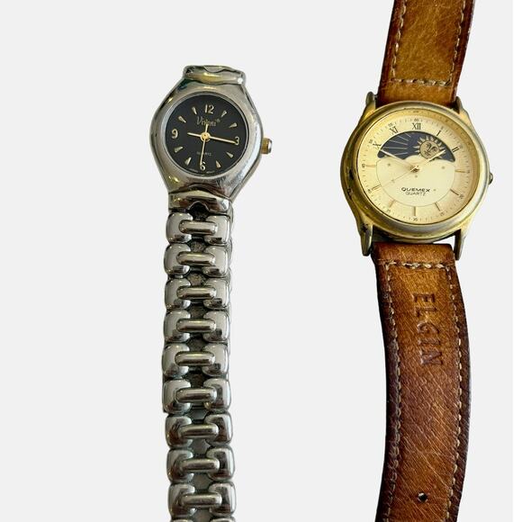 Lot Vintage Designer Watches Fossil Kenneth Cole Quemex Elgin Stainless - Picture 2 of 16